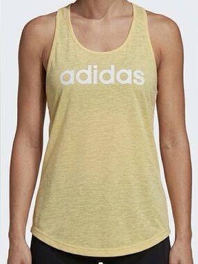 Adidas Yellow Racerback Tank with White Logo - Women’s M